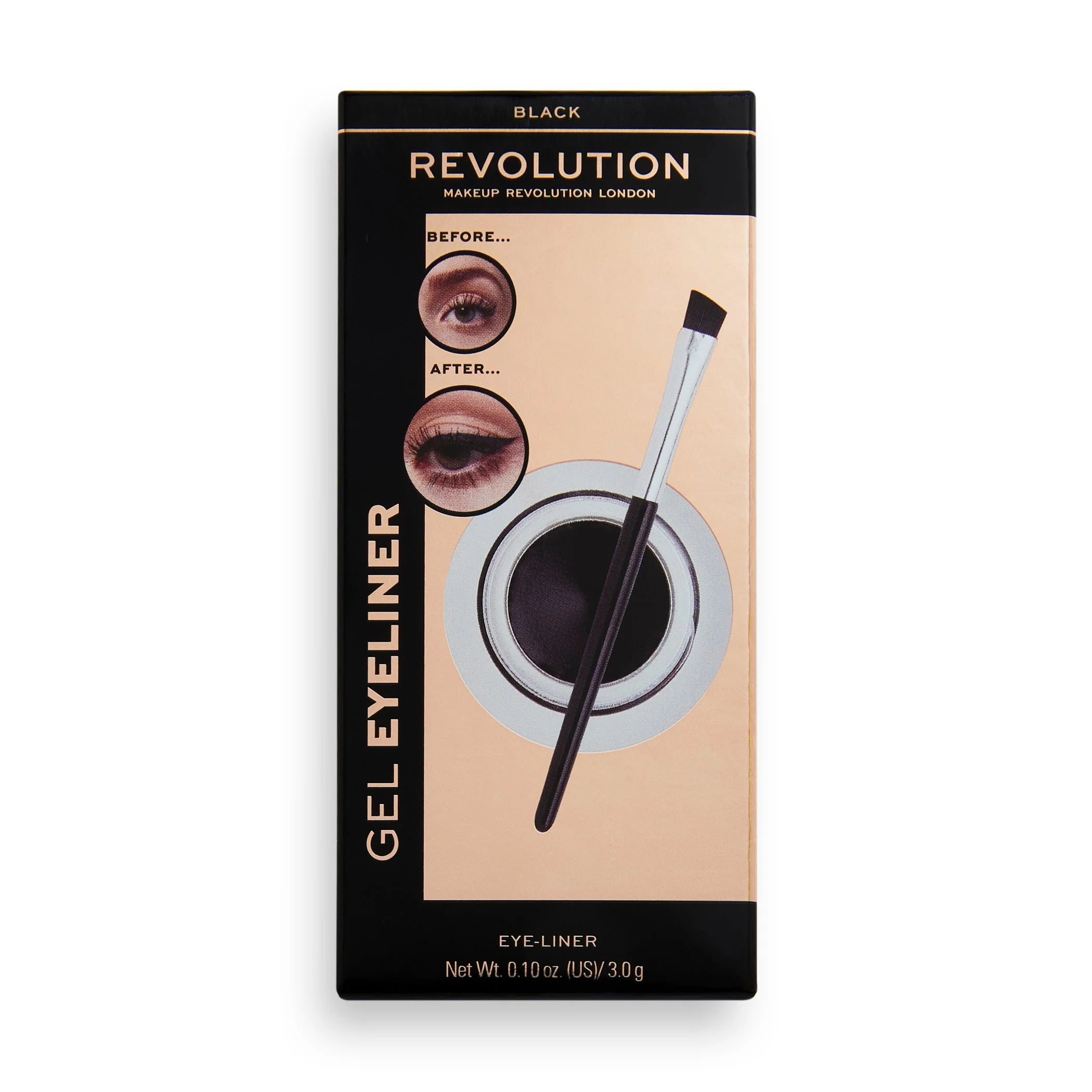 Makeup Revolution Gel Eyeliner Pot With Brush - Black