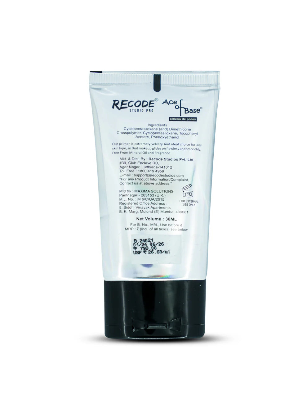 Recode Makeup Primer 30 ML for Oily Skin & Dry Skin - Ace Of Base Primer