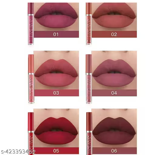 HANDAIYAN Lipstick Set of 6 - Matte Velvet Mini Liquid Lipsticks for Women