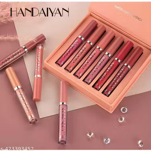 HANDAIYAN Lipstick Set of 6 - Matte Velvet Mini Liquid Lipsticks for Women